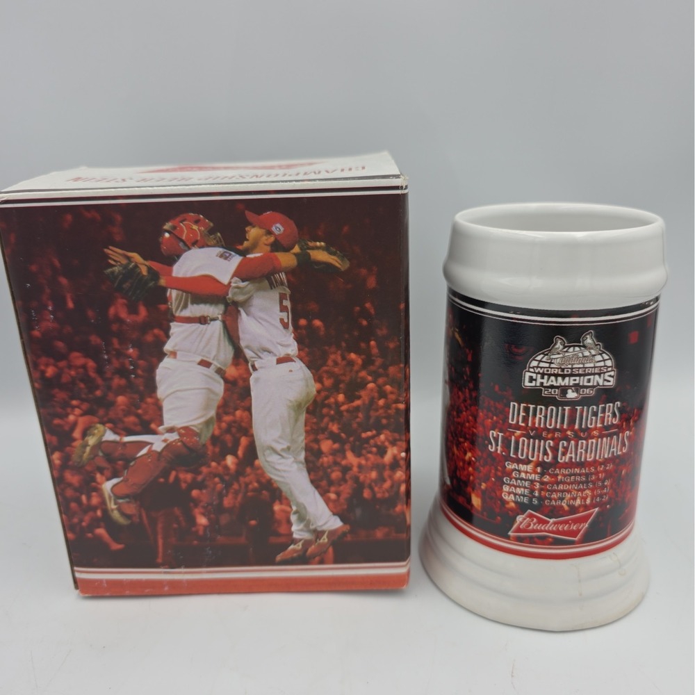 St Louis Cardinals 2006 World Series Champions Budweiser Beer Ceramic Stein SGA